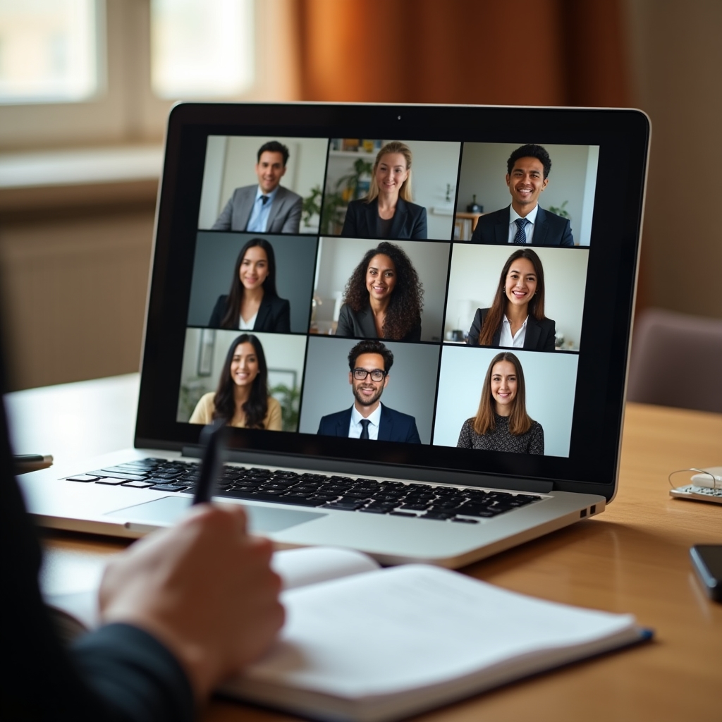 Sesiune live online cu un grup mic de participanți la curs, vizibili pe ecran